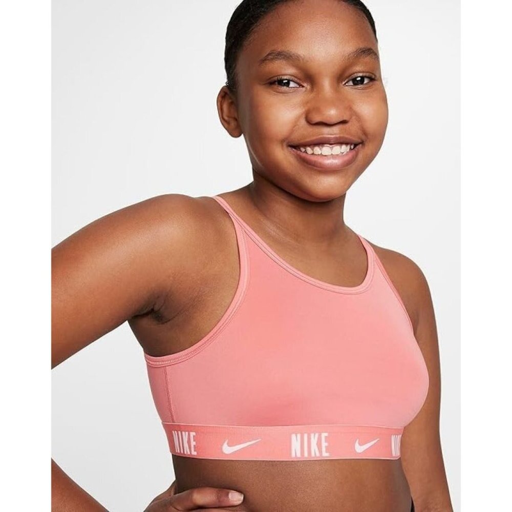 Nike Trophy Big Girls Sports Bra Dri-Fit Training Light Support Pink Size XL(+)